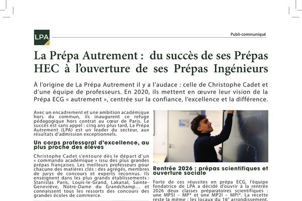 La Prépa Autrement : du succès de ses Prépas HEC à l'ouverture de ses Prépas Ingénieurs